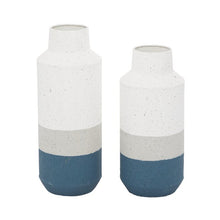 Load image into Gallery viewer, 2 Piece Judith White/Gray/Blue Wood Table Vase Set
