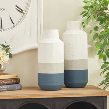 Load image into Gallery viewer, 2 Piece Judith White/Gray/Blue Wood Table Vase Set
