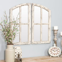 Load image into Gallery viewer, 27&quot; x 32&quot; White 2 Piece Kissena Window Pane Farmhouse / Country Distressed Accent Mirror Set
