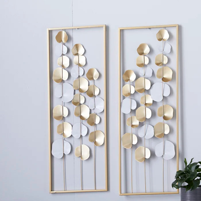 2 Piece Metal Framed Leaf Wall Décor Set