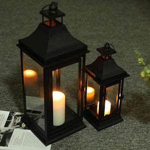 2 Piece Metal Tabletop Lantern Set