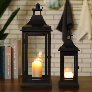 2 Piece Metal Tabletop Lantern Set