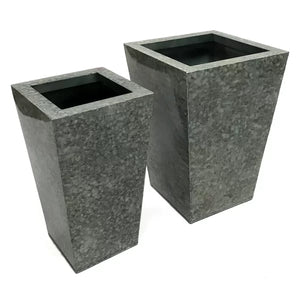 2 Piece Orsola Faux Granite Metal Table Vase Set