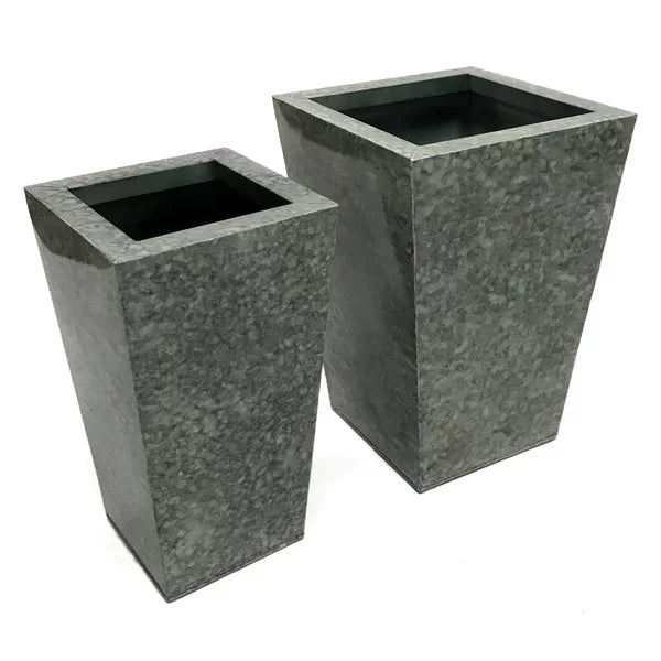 2 Piece Orsola Faux Granite Metal Table Vase Set