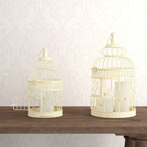 2 Piece Pawlowski Decorative Metal Bird Cage Set