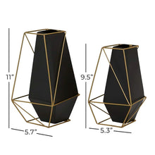 Load image into Gallery viewer, 2 Piece Santino Black/Gold Metal Table Vase Set
