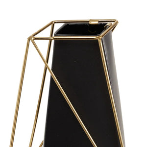 2 Piece Santino Black/Gold Metal Table Vase Set