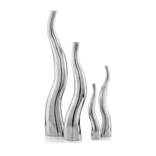 Load image into Gallery viewer, 2 Piece Silver Indoor / Outdoor Aluminum Floor Vase Set, 32 x 6 x 3.5
