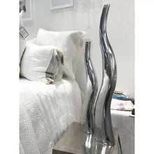 Load image into Gallery viewer, 2 Piece Silver Indoor / Outdoor Aluminum Floor Vase Set, 32 x 6 x 3.5

