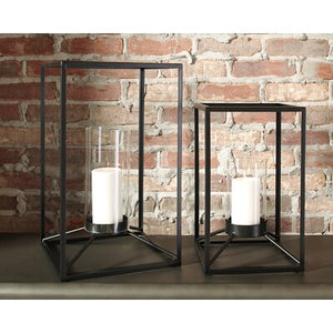 2 Piece Tabletop Lantern Set (Set of 2) Black 611CDR
