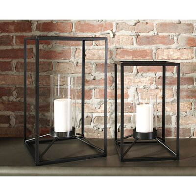 2 Piece Tabletop Lantern Set (Set of 2) Black 611CDR