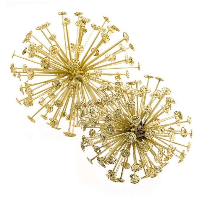 Gold 2 Piece Watkinsville Starburst Spheres Sculpture Set (ND353)