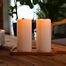Load image into Gallery viewer, 10&quot; H x 4&quot; W x 4&quot; D 2 Piecer Waterproof Outdoor Flameless Pillar Candles With Remote And Timers (Warm Yellow Light) (Set of 2)
