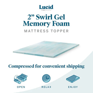 2" Mattress Topper Gel Memory Foam queen