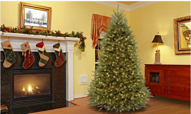 9 ft. Dunhill Fir Hinged Tree with Clear Lights