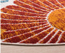 Load image into Gallery viewer, Cabana Cream/Red 8 ft. x 8 ft. Floral Leaf Indoor/Outdoor Round Area Rug
