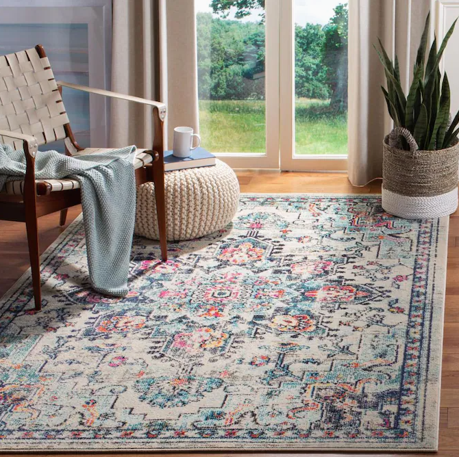 Safavieh Madison Blain 12 x 15 Cream/Blue Indoor Distressed/Overdyed Area Rug 5240RR