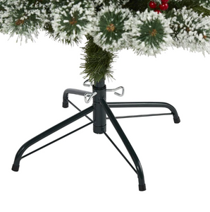 5 ft. Pre-Lit Frosted Swiss Pine Artificial Christmas Tree with 200 Clear LED Lights and Berries