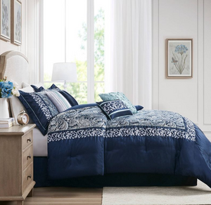 Martha Jacquard Comforter Set Navy - Madison Park cali king