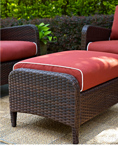 Kiawah Wicker Outdoor Ottoman with Sangria Cushion MRM2783