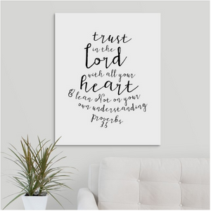 "Proverbs 3:5 - Scripture Art in Black and White" Wrapped Canvas Art Print, 2... 7809RR