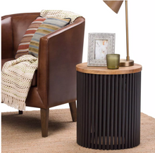 Load image into Gallery viewer, 18&quot; Karl Metal and Wood Accent Table Natural/Black - Wyndenhall MRM786
