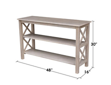 Load image into Gallery viewer, Hampton 48 in. Weathered Taupe Gray Standard Rectangle Wood Console Table with Shelves 7718RR

