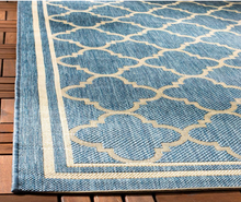 Load image into Gallery viewer, Courtyard Blue/Beige 9 ft. x 12 ft. Geometric Indoor/Outdoor Area Rug
