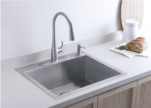 Kohler Simplice Single-Hole Kitchen Sink Faucet with 16-5/8" Pull-Down Spout, DockNetik Magnetic Docking System, and a 3-Function Sprayhead Featuring Sweep Spray 1343AH