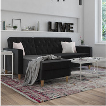 Load image into Gallery viewer, CosmoLiving by Cosmopolitan Liberty Sectional/Futon With Storage, Black 6629RR (2 boxes)
