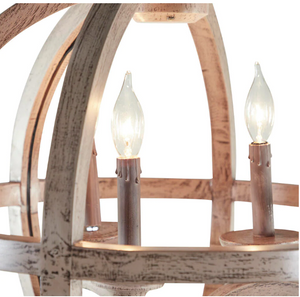 3-Light Gold Wood Chandelier