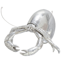 Load image into Gallery viewer, Coastal Silver Polystone Hermit Crab Sculpture, 7&quot; x 11&quot; x 9&quot;
