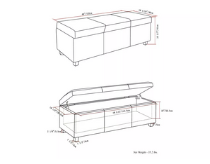 48" Franklin Storage Ottoman Bench - WyndenHall MRM789
