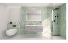 Load image into Gallery viewer, AIPO 48" Double Sink Wall Mount Vanity Reinforced PVC, No Faucet, White Gray Oak MRM3487
