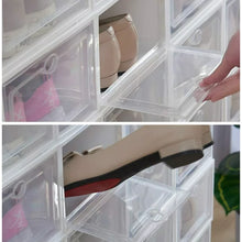 Load image into Gallery viewer, 36 Pack Clear Shoe Organizer Box, BTMWAY Transparent Plastic Stackable Shoe Storage Boxes Cabinet Cube, Foldable Shoe Organizer Rack Boxes Shoe Storage Containers for Closets Entryway Under Bed
