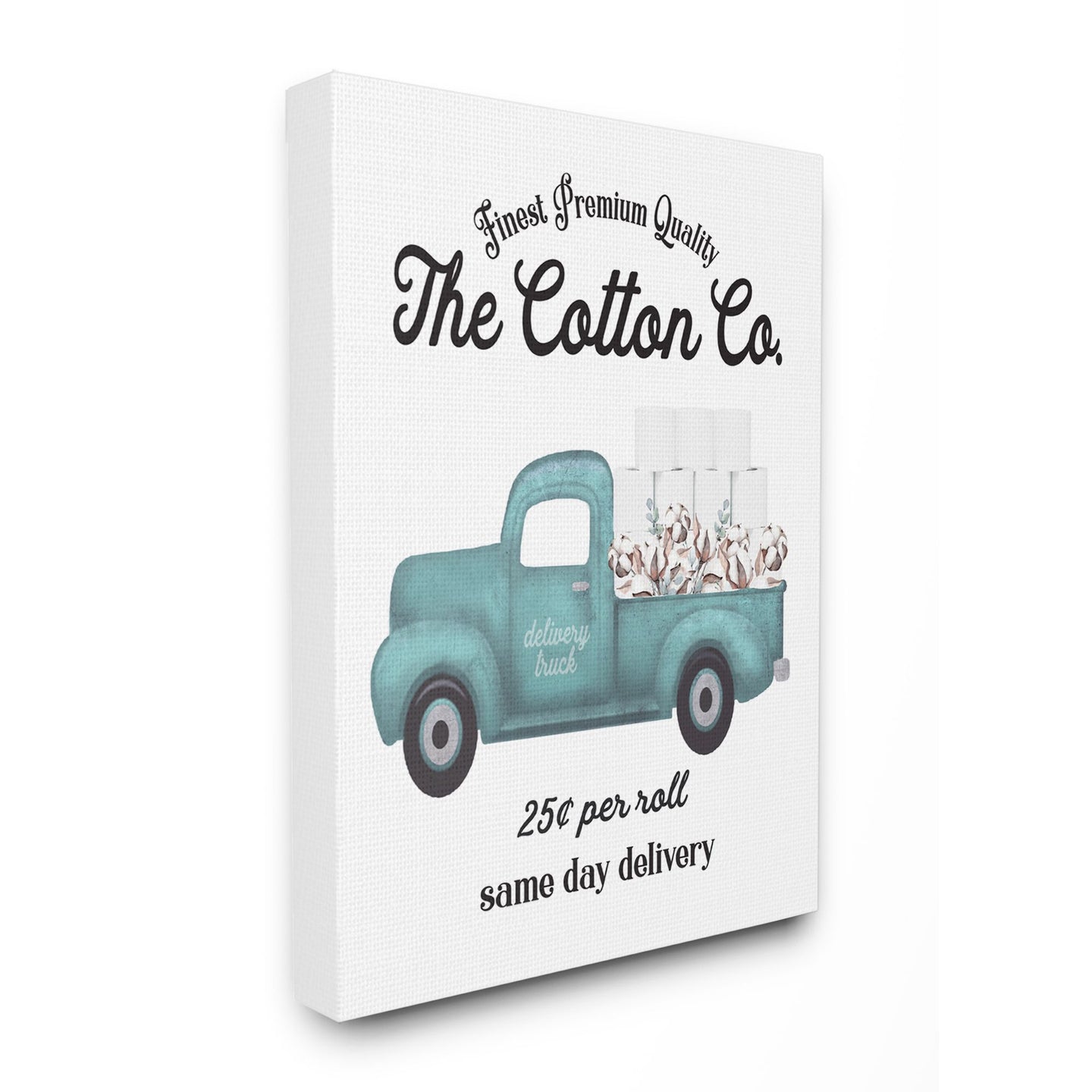 Stupell Industries Toilet Paper Cotton Co Delivery Truck Bathroom Word Design Canvas Wall Art by Lettered and Lined 7386