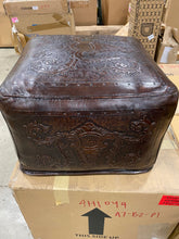 Load image into Gallery viewer, Navarette 20&#39;&#39; Wide Genuine Leather Square Pouf Ottoman
