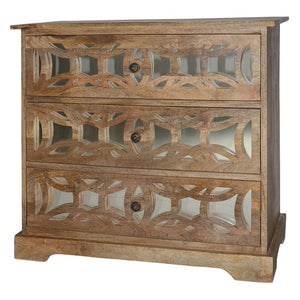 3 Drawer Brown Mango Wood Console