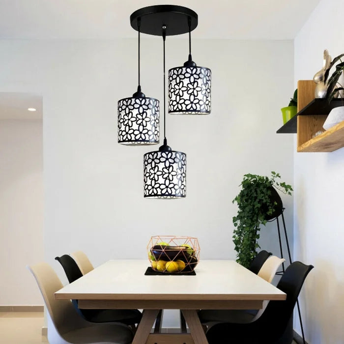 3-Head Round Dining Room Ceiling, Hanging Light LED Pendant Lamp Adjustable Hight 39.4In