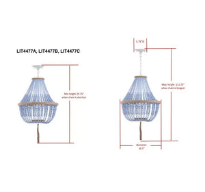 3 - Light Unique Empire Chandelier with Beaded Accent MRM1723