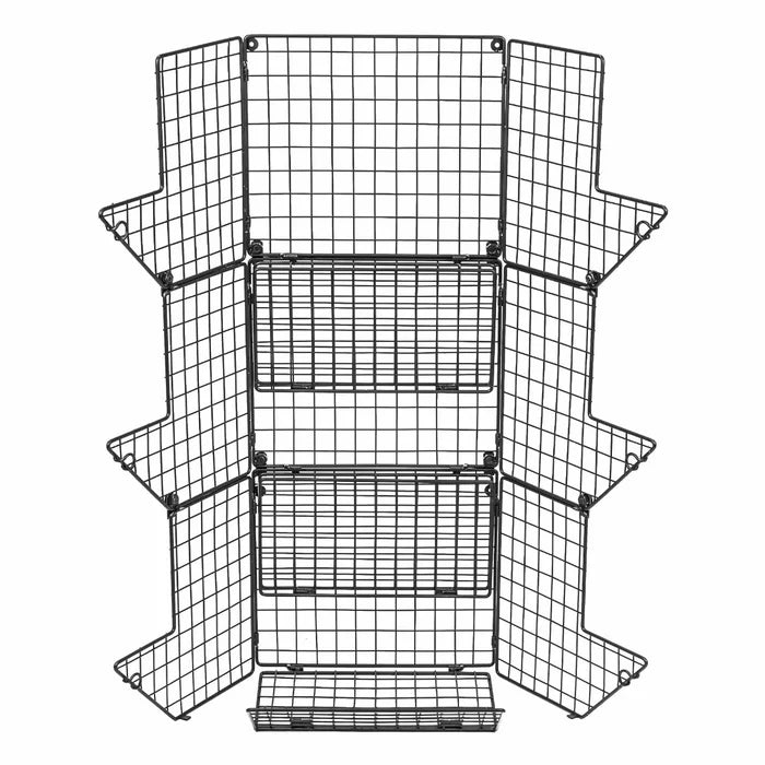 3-Tier Fruit Stand & Wall Mount Kitchen Storage Foldable Metal/Wire Basket