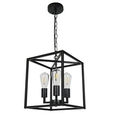 Load image into Gallery viewer, 3-light Black Metal Farmhouse Square/Rectangle Pendant Light ( 11&#39;&#39;x 12.6&#39;&#39; )
