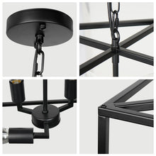 Load image into Gallery viewer, 3-light Black Metal Farmhouse Square/Rectangle Pendant Light ( 11&#39;&#39;x 12.6&#39;&#39; )
