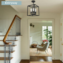 Load image into Gallery viewer, 3-light Black Metal Farmhouse Square/Rectangle Pendant Light ( 11&#39;&#39;x 12.6&#39;&#39; )
