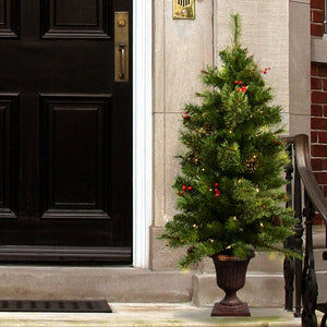 3.5' Green Fir Trees Artificial Christmas Tree with 50 Warm White Lights (Set of 2) MRM4159