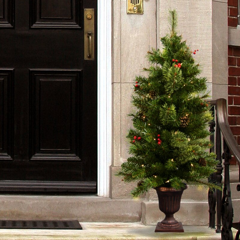 3.5' Green Fir Trees Artificial Christmas Tree with 50 Warm White Lights (Set of 2) MRM4159