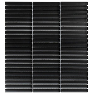 3.5" x 0.5" Micro-beveled Porcelain Mosaic Sheet Tile (Set of 9) EC1414 (1 box)