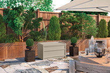 Load image into Gallery viewer, Suncast 50 Gallon Outdoor Resin Deck Storage Box with Seat, Light Taupe 2269CDR
