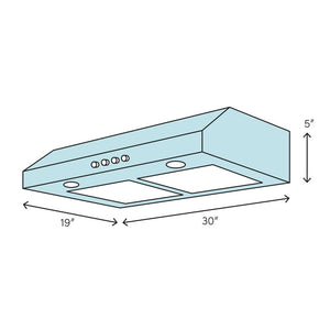 30" 400 CFM Ducted Under Cabinet Range Hood (Part number: 617-30) SB2232