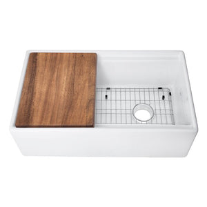30" L x 19" W Farmhouse Kitchen Sink with Sink Grid, Set of 3